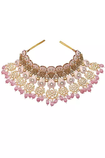 Pink kundan choker set