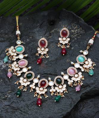 Multicolor kundan choker set 1