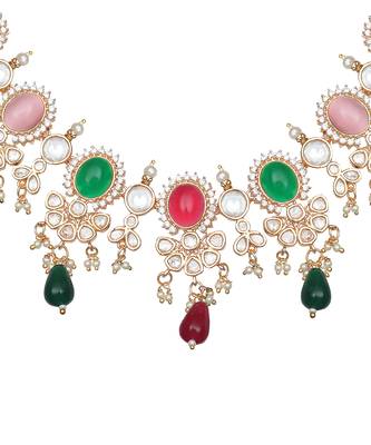Multicolor kundan choker set 3