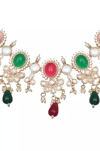 Multicolor kundan choker set
