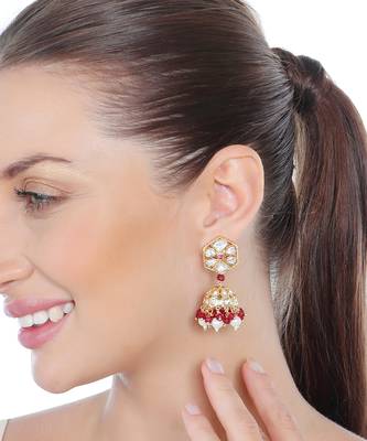 Red & white kundan necklace set 1