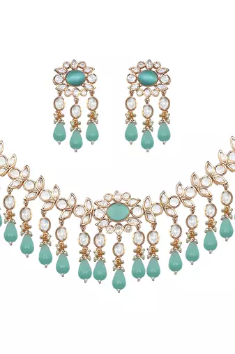Mint kundan choker set