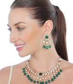 Emerald green kundan choker set