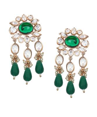 Emerald green kundan choker set 4