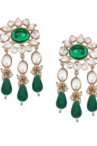 Emerald green kundan choker set