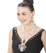 White lord ganesha kundan kundan long necklace set