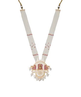 White lord ganesha kundan kundan long necklace set 3