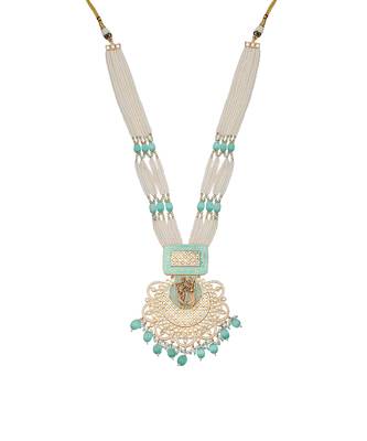 Mint kundan long necklace set 3
