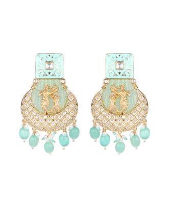 Mint kundan long necklace set 4