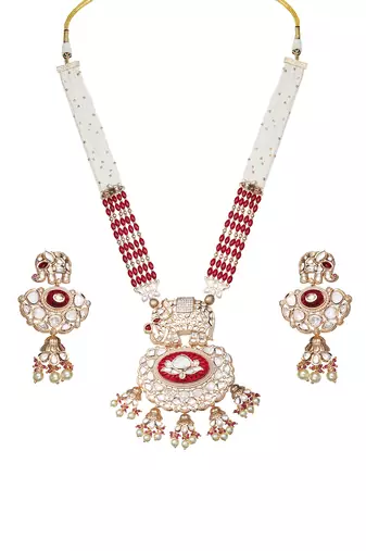 Red kundan choker & mala set