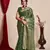 Bottle Green Organza Faux Kanjeevaram Woven Saree Without Blouse
