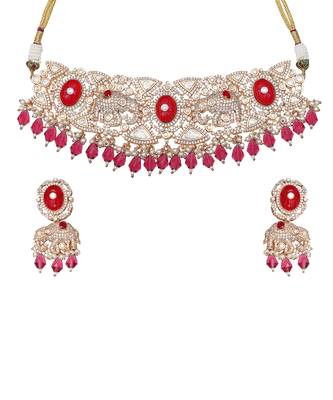 Red kundan choker & mala set 3