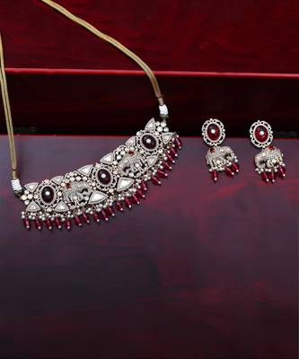 Red kundan choker & mala set 5
