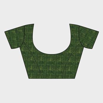 Bottle Green Organza Faux Kanjeevaram Woven Saree Without Blouse 5