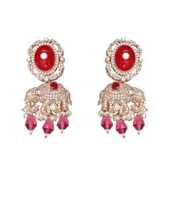 Red kundan polki elephant motif choker set 4