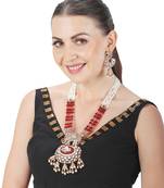 Red kundan polki elephant motif mala set