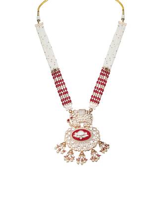 Red kundan polki elephant motif mala set 3