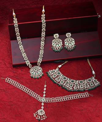 Green kundan polki choker & mala set 2