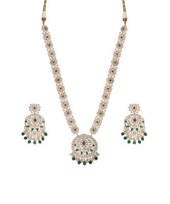 Green kundan polki choker & mala set 4