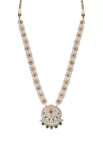 Green kundan polki mala set