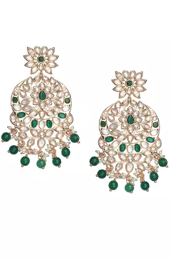 Green kundan polki mala set