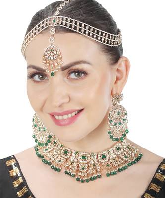 Green kundan polki choker set 1