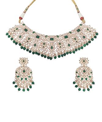 Green kundan polki choker set 2