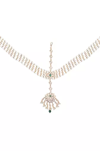 Green kundan polki choker set