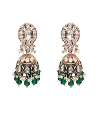 Green kundan polki choker set 4