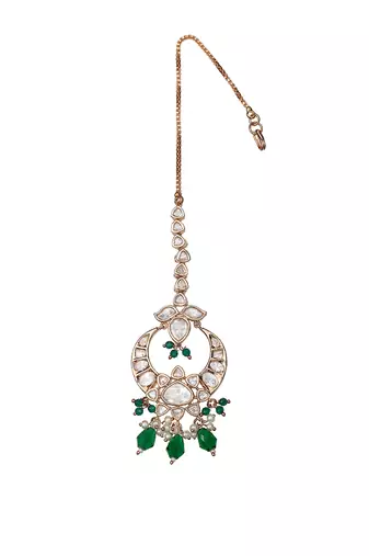 Green kundan polki choker set