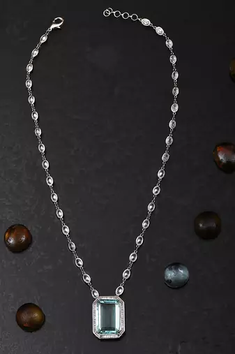 Aqua kundan necklace