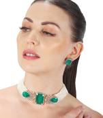 Emerald green kundan choker set