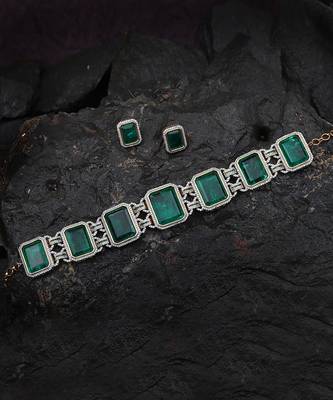 Emerald green doublet choker set 2