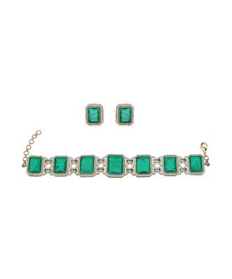 Emerald green doublet choker set 3