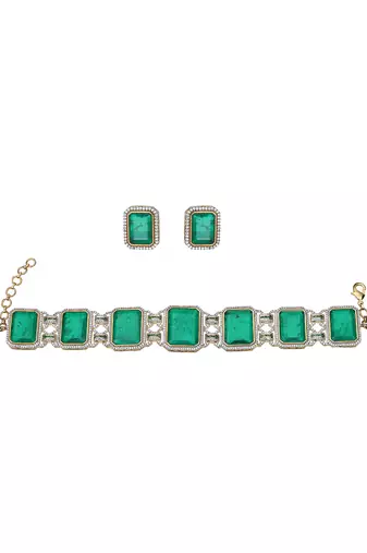 Emerald green doublet choker set