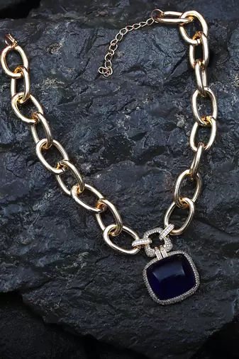 Blue kundan necklace