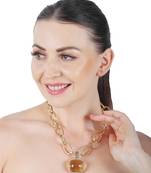 Yellow kundan necklace