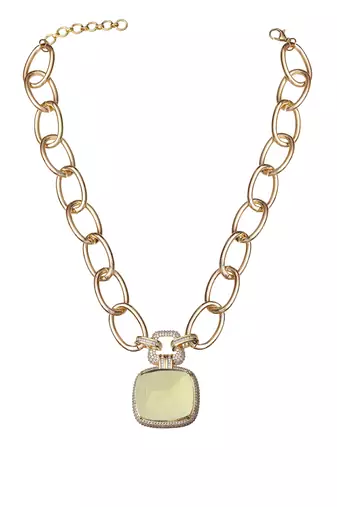 Yellow kundan necklace