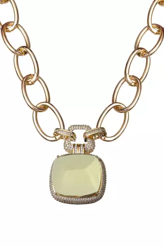 Yellow kundan necklace