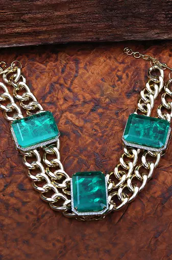 Green kundan choker necklace