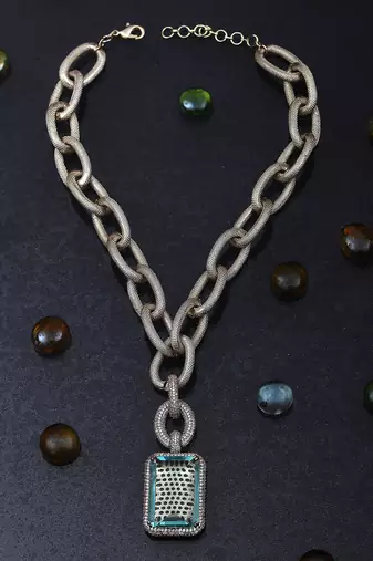 Aqua kundan necklace