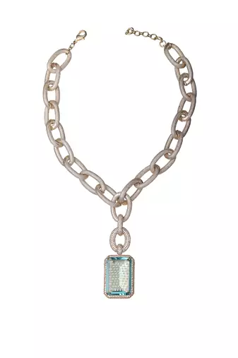 Aqua kundan necklace