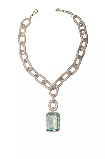 Aqua kundan necklace