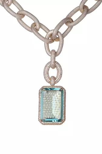 Aqua kundan necklace
