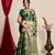 Kimisha Women'S Bottle Green Organza Faux Kanjeevaram Woven Saree Without Blouse