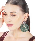 Green kundan dangler earrings