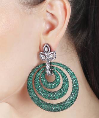 Green kundan dangler earrings 2