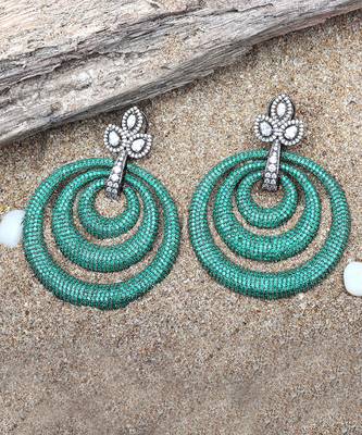 Green kundan dangler earrings 3