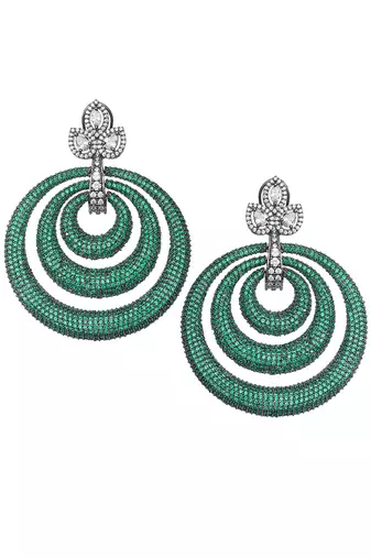 Green kundan dangler earrings