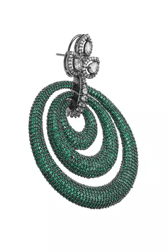 Green kundan dangler earrings